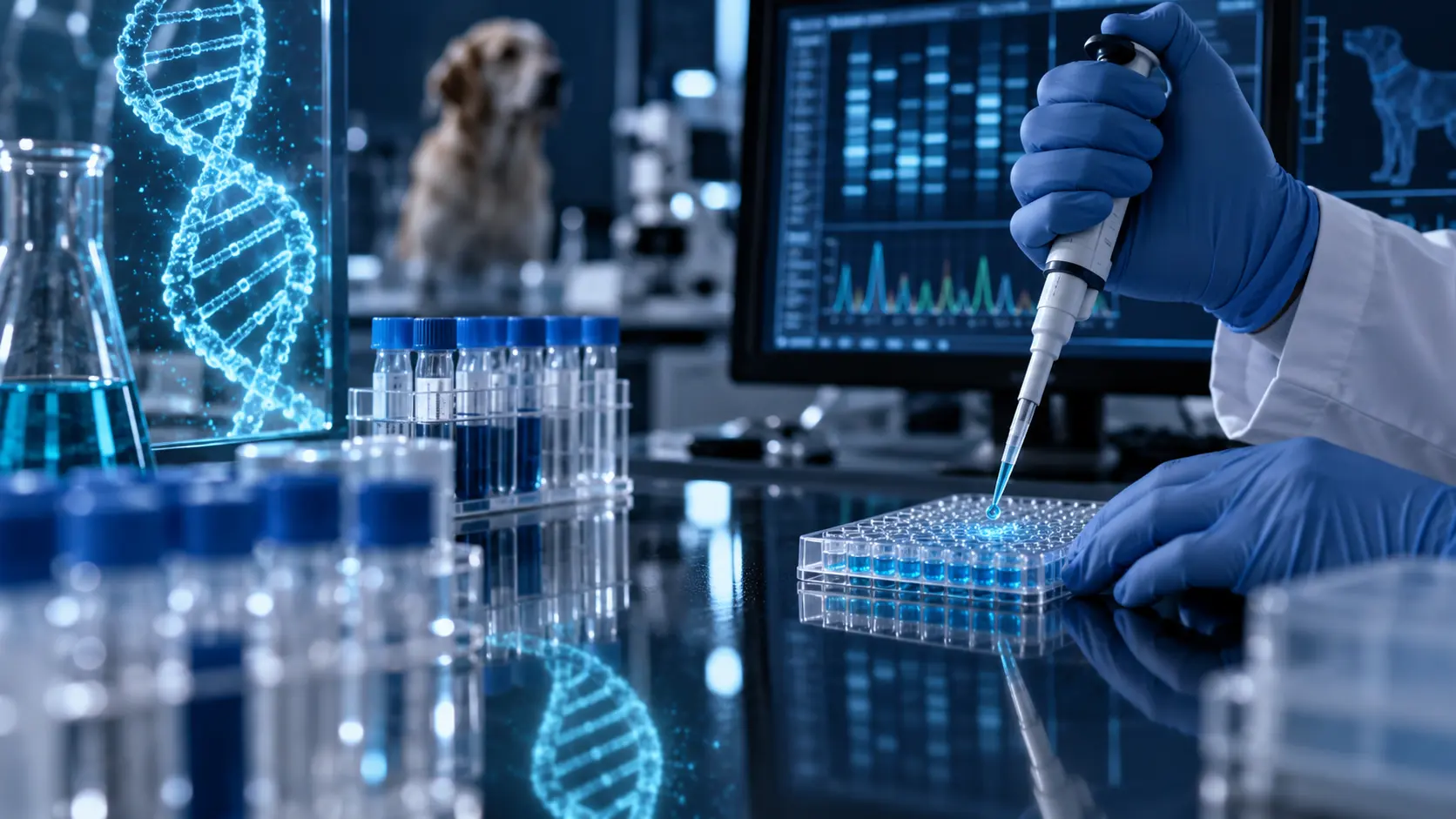 Análisis molecular con micropipeta, microplaca y ADN